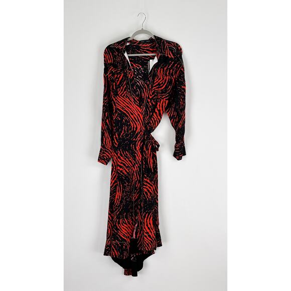 Proenza Schouler Printed Spiral Crepe De Chine Midi Wrap Dress Womens Size 2 New - Picture 12 of 16